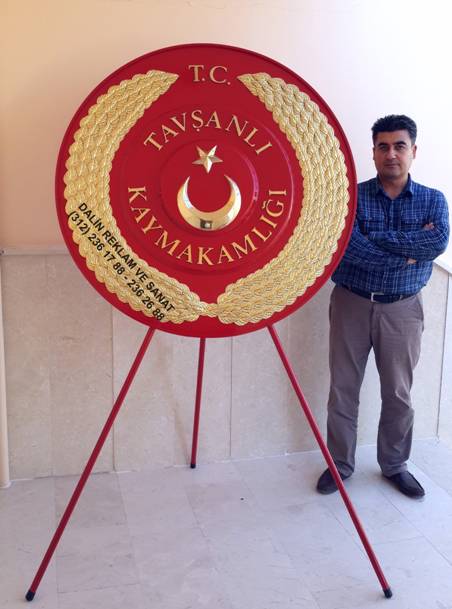 kaymakamlik �elengi 120 cm lik kabartma g�vdeli ay yildiz yukar� bakiyor