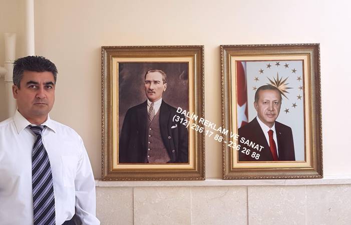 ATAT�RK VE CUMHURBA�KANI RECEP TAYY�P ERDO�AN MAKAM ODASI RESM� TABLOSU  �ER�EVE MODEL� DL 6241 PASPARTOLU