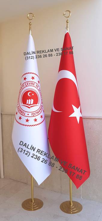 ÇEVRE VE ŞEHİRCİLİK BAKANLIĞI YENİ AMBLEMLİ TELALI MAKAM FLAMASI