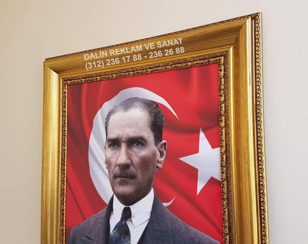 MAKAM ODASI ATAT�RK RESM� TABLOSU 80 65 CM �ER�EVE DL 9305 ATARES�M 6 DETAY